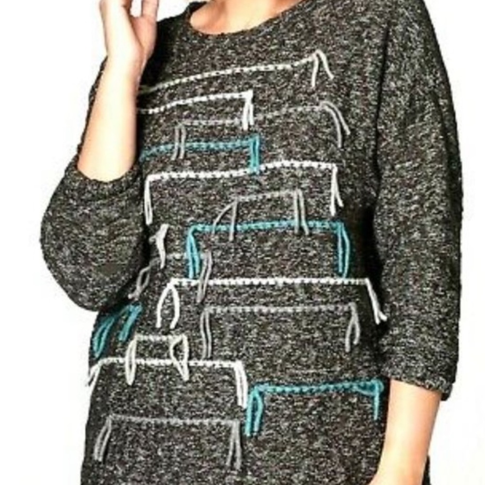 Pure Jill Yarn Fringes Marled Sweater
